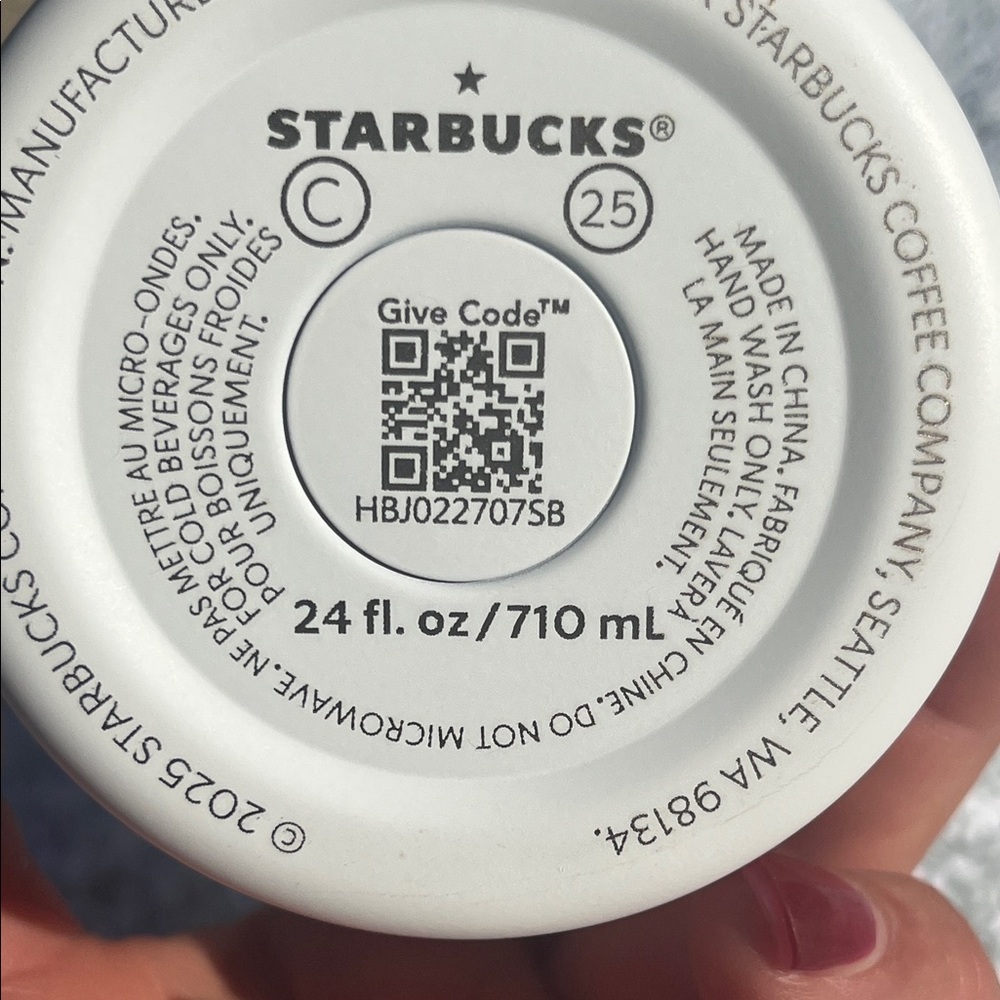 Starbucks Playful White Tumbler with Green Lid - Picture 4 of 6
